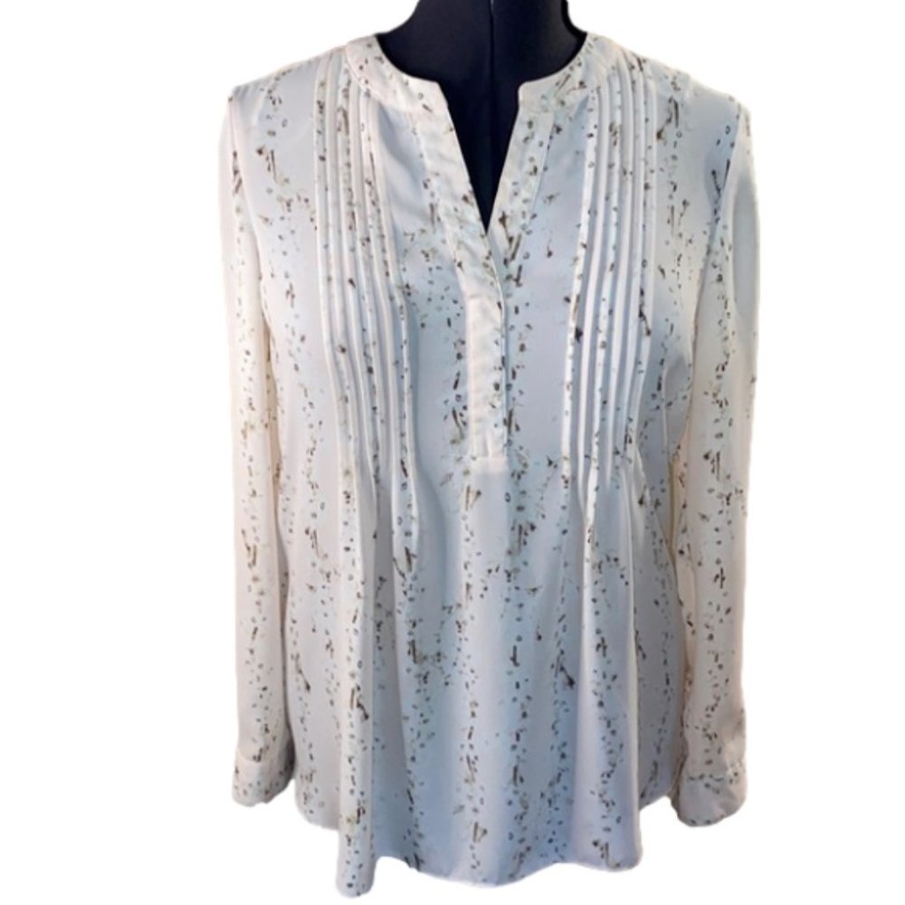 Alfred Sung Women’s White Floral Long Sleeve Blouse (Size Small)